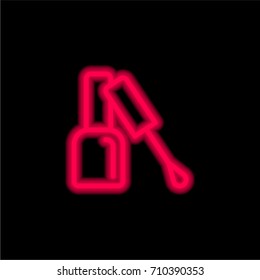 Manicure red glowing neon ui ux icon. Glowing sign logo vector