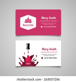 Manicure salon business card design templates set