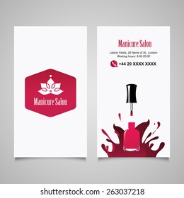 Manicure Salon Business Card Design Templates Set