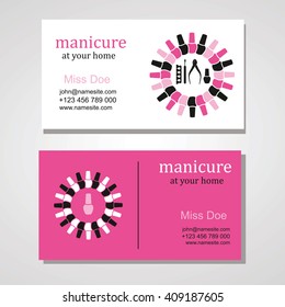 Manicure Salon Business Card Design Templates Set