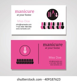 Manicure Salon Business Card Design Templates Set