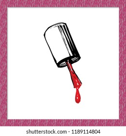 Manicure salon symbol: nail lacquer brush. Hand drawn watercolor style illustration of nail art accessories. Fashion background for beauty salon decoration, logo, uniform print.