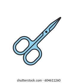 Manicure scissors color icon. Isolated vector illustration