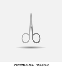 manicure scissors for nail, hand, colored flat icon on white background