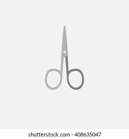 manicure scissors for nail, hand, colored flat icon on white background