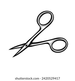 Manicure scissors, personal hygiene, vector full color