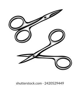 Manicure scissors, personal hygiene, vector full color