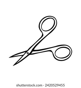 Manicure scissors, personal hygiene, vector outline