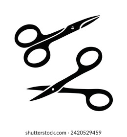 Manicure scissors, personal hygiene, vector silhouette