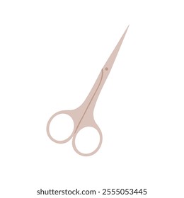 Manicure scissors. Sharp steel tool for cutting and trimming nails, cuticles. Professional grooming and hygiene accessory for pedicure treatment. Flat vector illustration isolated on white background