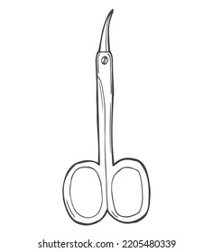 Manicure scissors vector illustration, hand drawing doodle