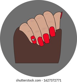 Manicure set. Flat icon of manicured nails. Vector flat design