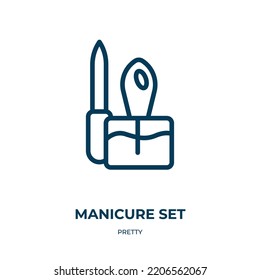 Manicure set icon. Linear vector illustration from pretty collection. Outline manicure set icon vector. Thin line symbol for use on web and mobile apps, logo, print media.