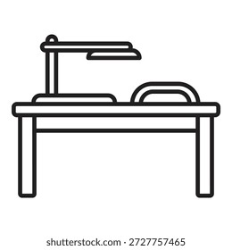 Mesa de manicura equipada con lámpara y reposamanos, proporcionando un espacio de trabajo bien iluminado y cómodo para tratamientos de uñas