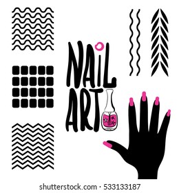 Manicure Template. Figures on nails. Nail Design. Nail art. Set.