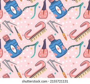manicure tools cartoon design background