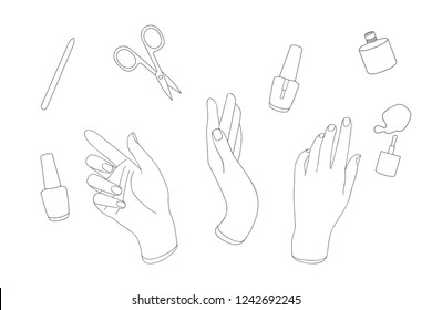 
Manicure, tools, hands