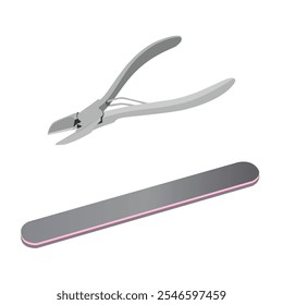 Ícone de ferramentas do Manicure isolado no fundo branco. Clippers profissionais e arquivo de unha. Vetor