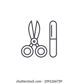 Manicure tools linear icon concept. Manicure tools line vector sign, symbol, illustration.