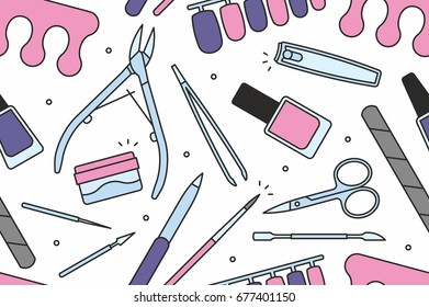 Manicure tools seamless pattern