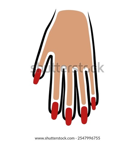 Manicure woman hand template free style top model silhouette, vector illustration isolated on white background