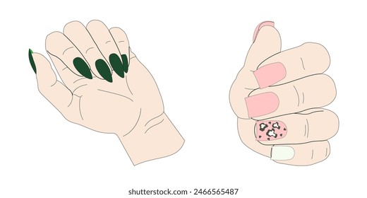 Manicure, women's fashion, hand, fingers, illustration