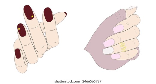 Manicure, women's fashion, hand, fingers, illustration