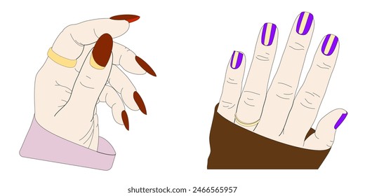 Manicure, women's fashion, hand, fingers, illustration