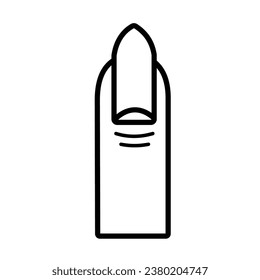 Manicured pointy nail on finger vector icon outlined drawing isolated on square white background. Simple flat cartoon art styled icon symbol.