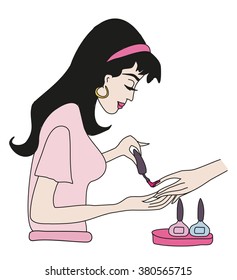 manicurist applying nail polish