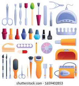 Manicurist icons set. Cartoon set of manicurist vector icons for web design