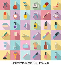 Iconos maniciuristas. Conjunto plano de iconos vectoriales manicuristas para el diseño web