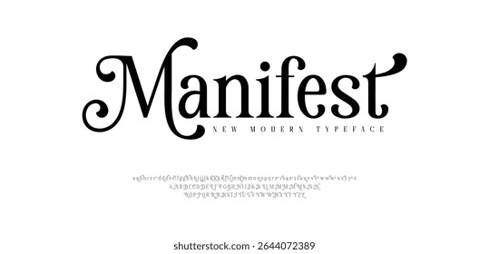 Fonte elegante manifesto, tipo vintage ou tipo premium luxo, vetor alfabeto real inglês. Tipografia clássica em estilo art déco moderno ou antigo, letras serif para fonte de cartaz moderna ou retro
