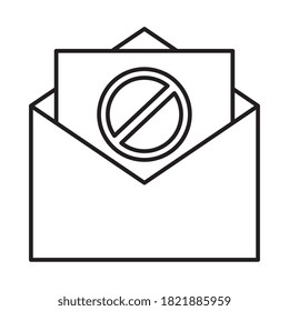 manifestation envelope with ban line style icon design, human rights and protest theme Vector illustration