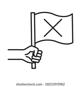manifestation flag with cross line style icon design, human rights and protest theme Vector illustration