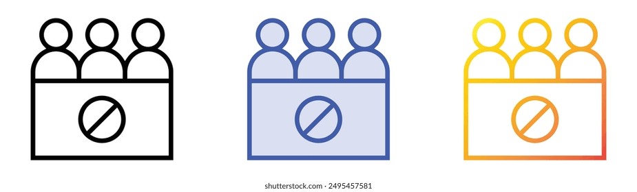 manifestation icon. Linear, Blue Fill and Gradient Style Design Isolated On White Background