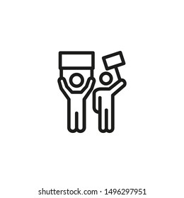 Manifestation line icon. Outcry, poster, rebellion. Protesting people concept. Vector illustration can be used for topics like protest, human rights, meeting