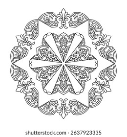 Manifestation Mandala template Coloring Book Page. Easy Mandala Coloring Book Pages for Adults to Relax, Experiences Give Relief. Resizeable Vector File