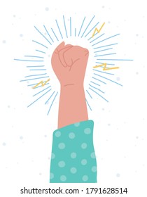 manifestation protest activists, raised hand fist revolution vector illustration