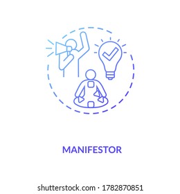 Manifestor blue gradient concept icon. Rally to action. Astrological body graph with energy centers. Human design type idea thin line illustration. Vector isolated outline RGB color drawing
