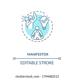 Manifestor turquoise concept icon. Astrological body graph with energy centers. Human design type idea thin line illustration. Vector isolated outline RGB color drawing. Editable stroke