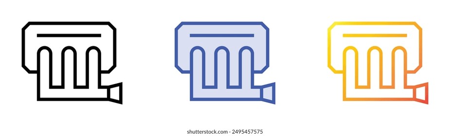 Icono de colector. Diseño de estilo de relleno lineal, azul y degradado aislado sobre fondo blanco