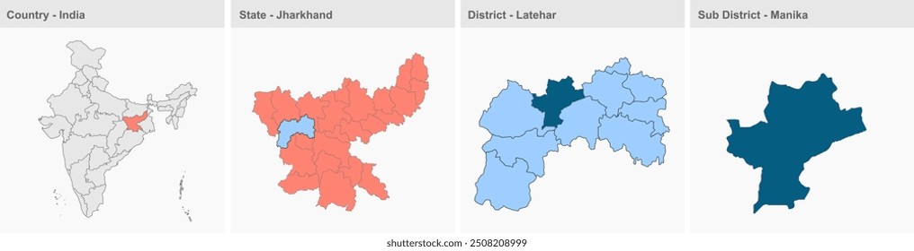 Manika map, Latehar District, Jharkhand state, Republic of India, Government of Jharkhand, Indian territory, Eastern India, politics, village, tourism