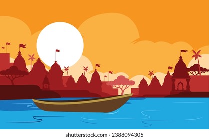 manikarnika ghat of varanasi, ganga ghat, temples vector