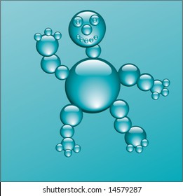 Manikin from aquatic drops. Vector.