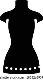 manikin Sign, Sewing Mannequin Vector Glyph Icon design, Tailors Dummy Concept, lay figure on white background