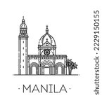 Manila Cathedral. Philipines landmark. asean symbol - vector illustration