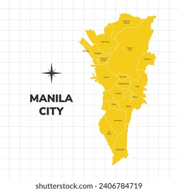 Manila City map illustration. Map of the city in the Philippines