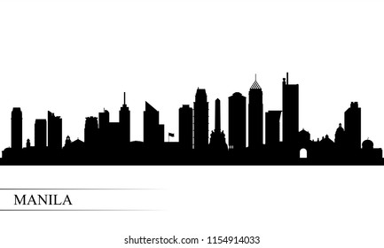 Manila city skyline silhouette background, vector illustration