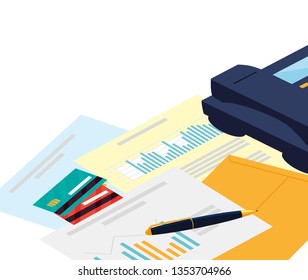 manila envelope with office icons